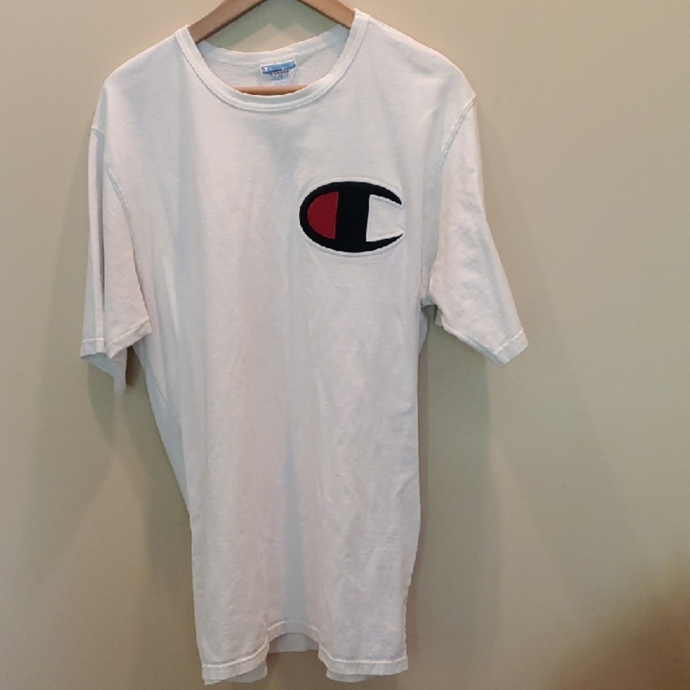 Champion White Tee with Iconic Logo